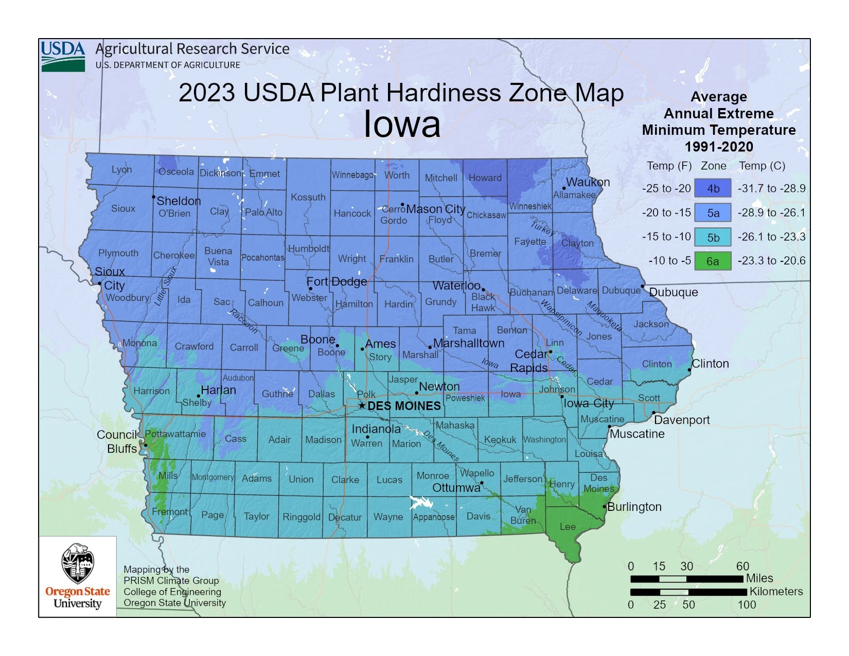Iowa State Plant Hardiness Zone Map 2023