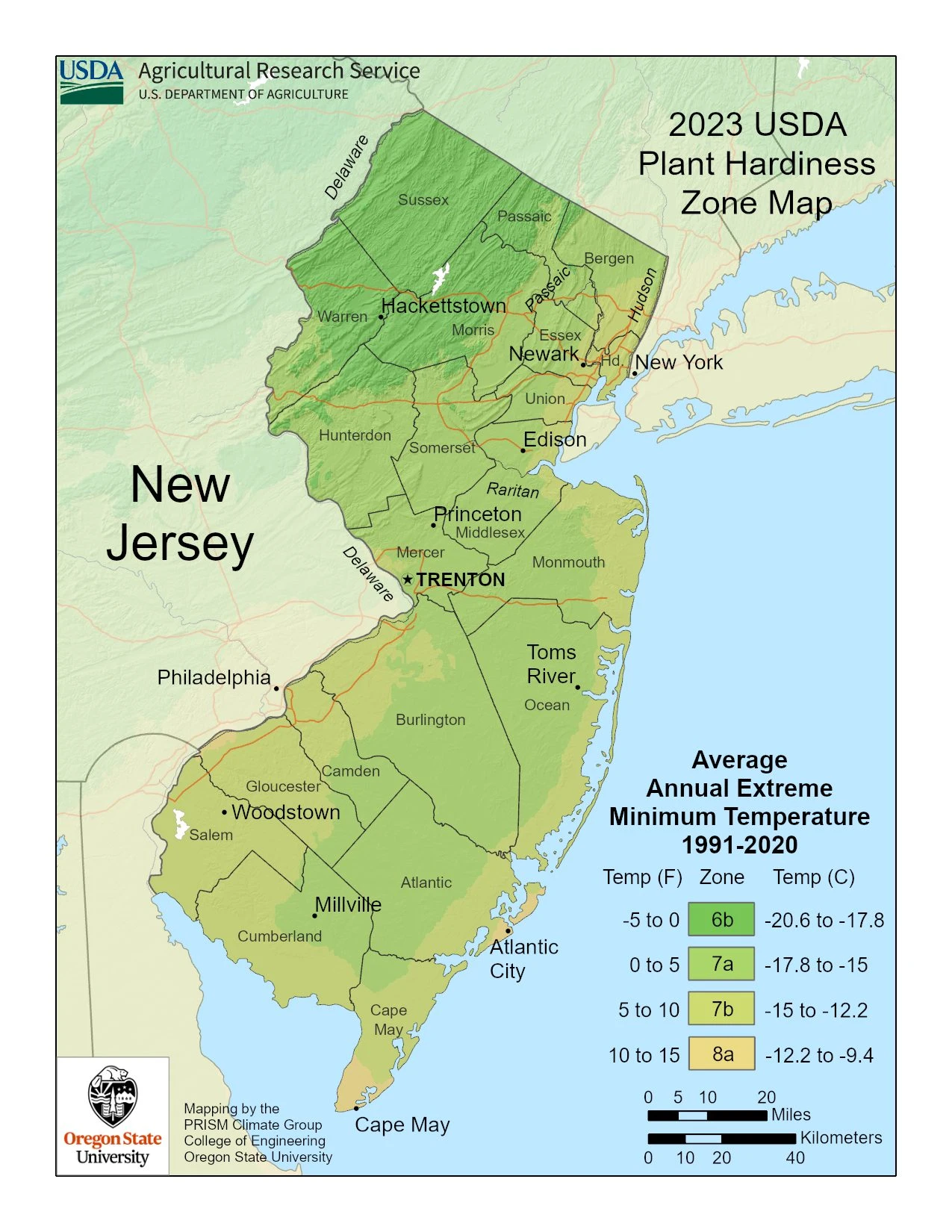 New Jersey State Plant Hardiness Zone Map 2023
